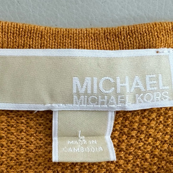 MICHAEL KORS Tunic Sweater Womens Sz L Autumn Yellow Long Sleeve Pullover Top - Picture 9 of 10